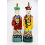 Two Chinese hand painted porcelain figures, H. 38cm.