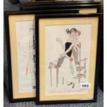 A group of six 1920's framed fashion prints, frame size 27cm x 34cm.