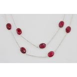 A 925 silver ruby set necklace, L. 90cm.