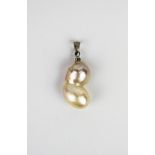 A cream baroque pearl pendant, pearl size. 24mm.