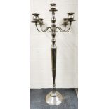 A very large silver plated candelabrum, H. 146cm.