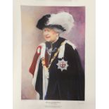 An unframed pencil signed limited edition 129/1000 portrait print of H.M Queen Elizabeth II by