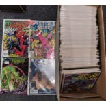 A box of 116 mixed Marvel comics.