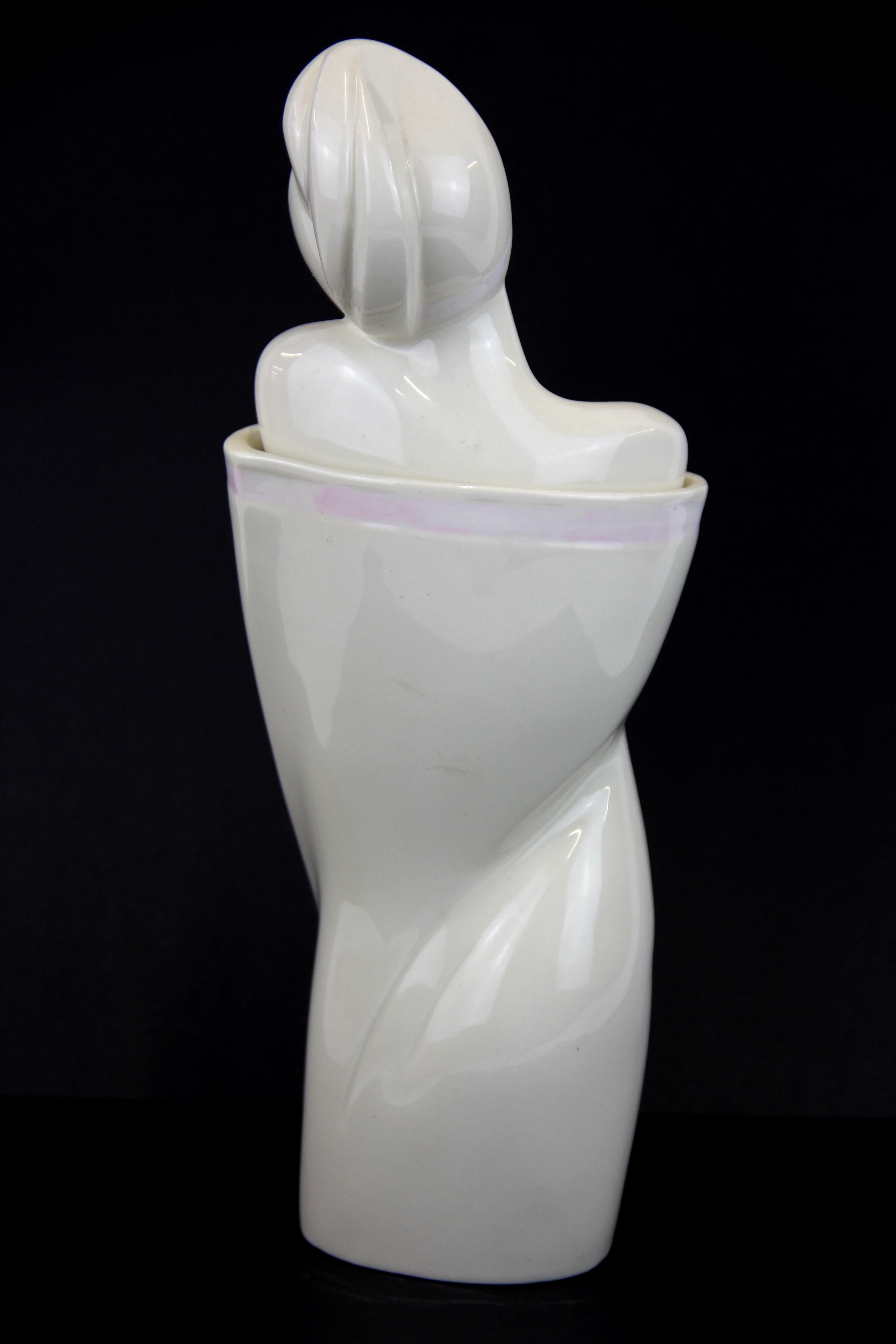 An interesting 1983 ceramic figural box and cover by Lindsey B, H. 32cm. - Image 2 of 3