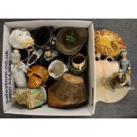 A large box of mixed china items.