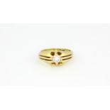 A gentleman's 18ct yellow gold diamond set gipsy ring, approx. 6.3gr, (L.5).