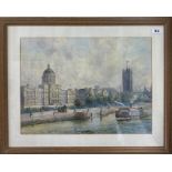 A William Edward Riley, ARIBA, (1852-1937) framed watercolour of an proposed scene for County Hall