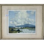A Paul Henry framed pencil signed lithograph of a rural scene, 65cm x 55cm.