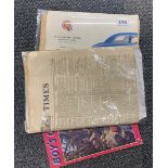 A group of mixed interesting items including a boxed Record plane, a 1937 copy of 'The Times', a