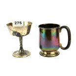 Two hallmarked silver cups, Tallest H. 10.5 cm.