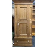 A single door pine wardrobe, 94 x 185cm.