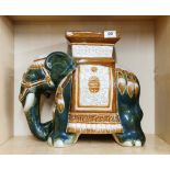 An oriental hand painted ceramic elephant garden stool, H. 38cm.