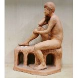 A studio pottery figure of a naked male subject, signed Dale '90, H. 42cm.