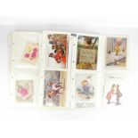 88 WWI post cards, greeting cards and silks.