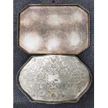 Two silver plated gallery trays, W. 46cm.