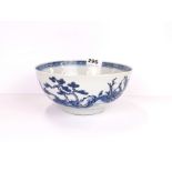 A fine Chinese 18th C hand painted porcelain bowl decorated with a scene of a scholar on a bridge
