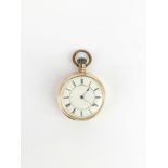 A 10ct gold cased pocket watch, dia. 4cm.