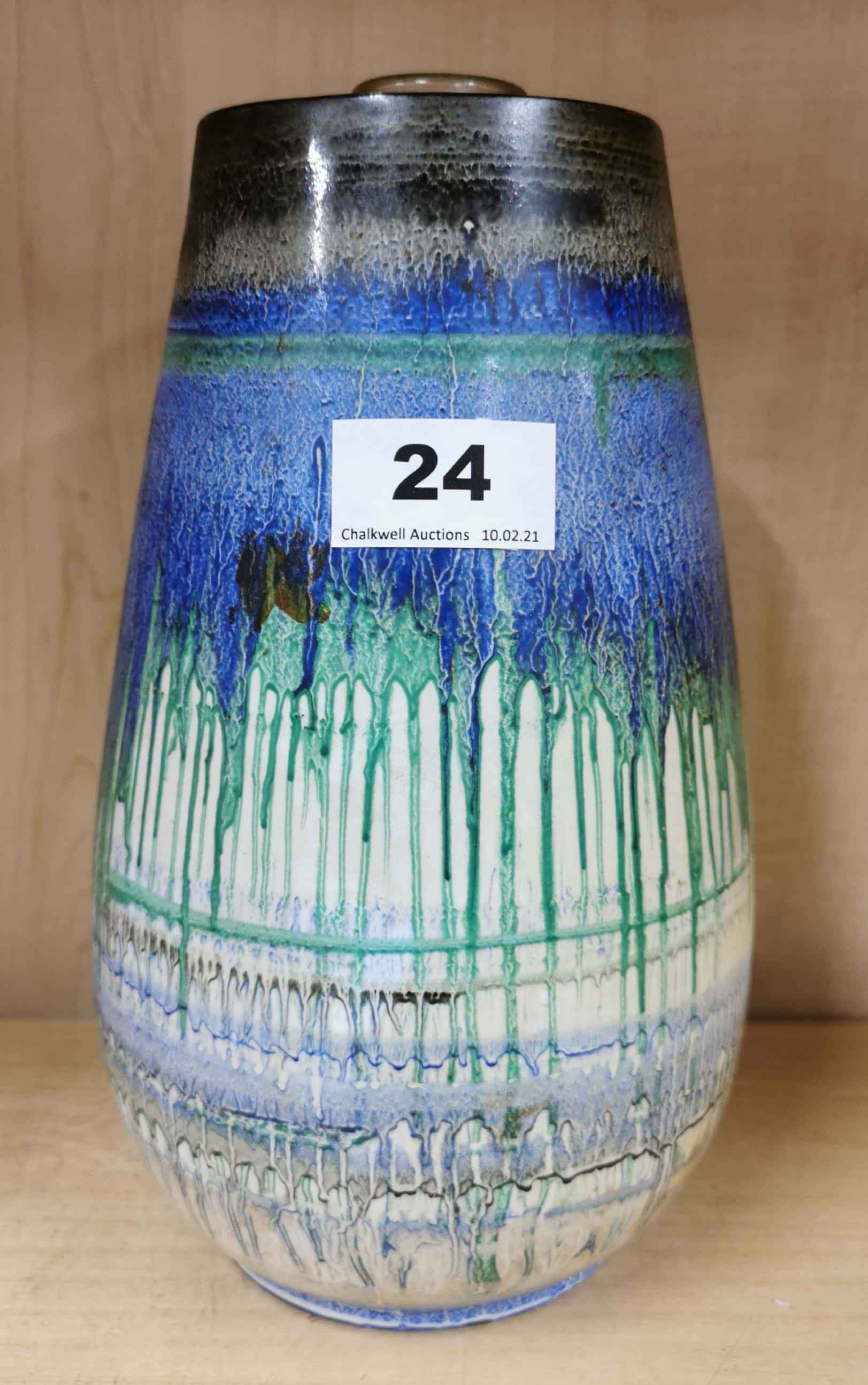 A hand painted Shelley vase filled and weighted as a lamp base, H. 23cm.