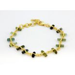 A 925 silver gilt bracelet set with rough tourmaline beads, L. 21cm.