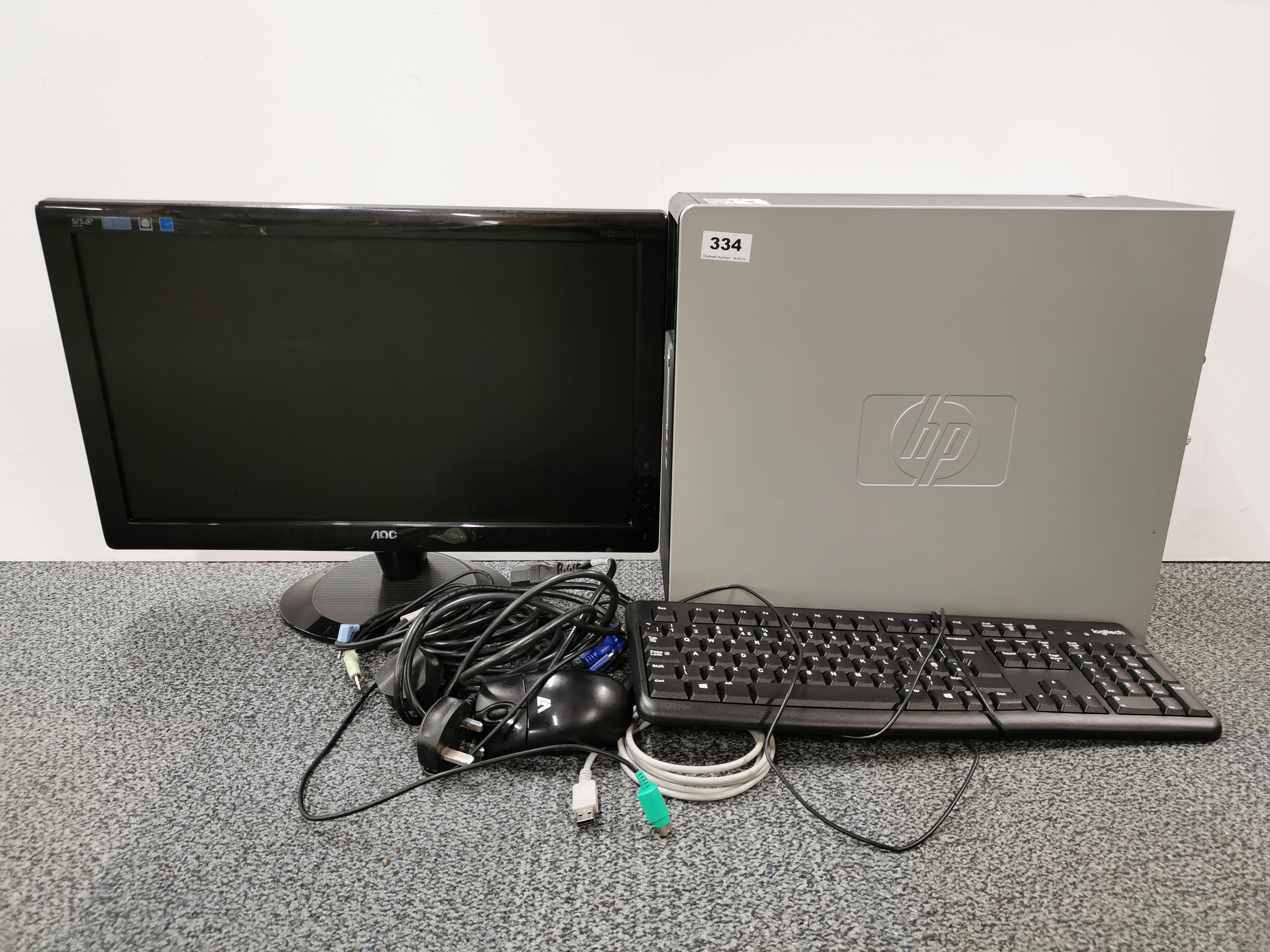 An HP desktop computer with monitor, recently refurbished.