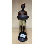 A cold painted figure of an Indian man holding a bowl, H. 28cm. Condition: base slightly distorted.