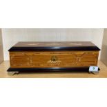 A good quality contemporary inlaid Swiss music box with five aires, 39 x 16 x 13cm.