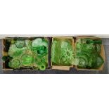 A large quantity of Art Deco and other green glassware.