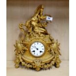 A 19th C French gilt spelter mantel clock, H. 38cm.
