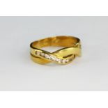 A yellow metal (tested minim 9ct gold) stone set ring, approx. 3.9gr, (K).