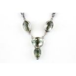 A 925 silver and pale quartz crystal set necklace.