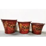 Three decorated ice buckets, largest 34cm x 30cm.