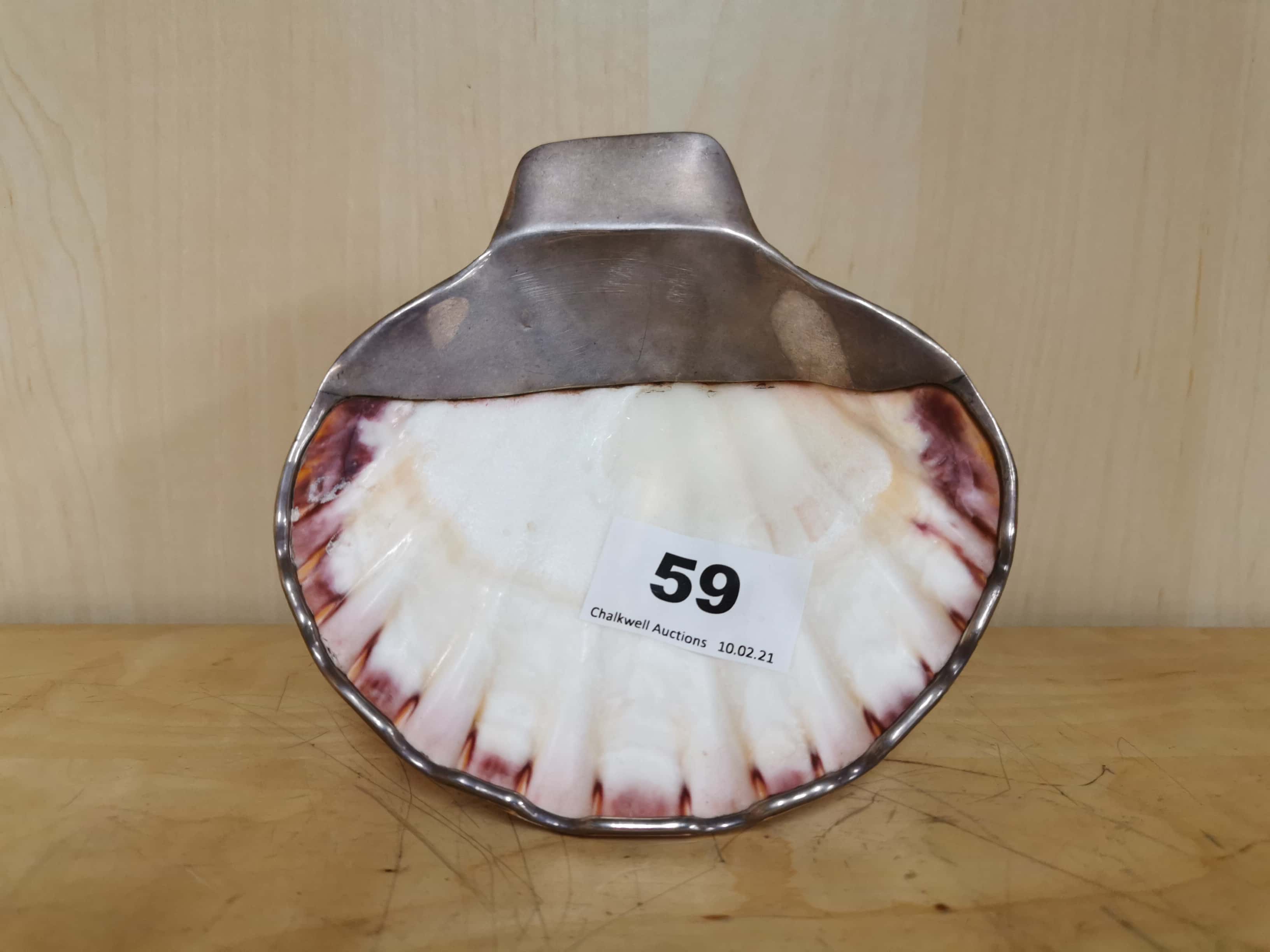 A sterling silver mounted shell bon bon dish, H. 8.5cm, W. 13cm. - Image 4 of 4