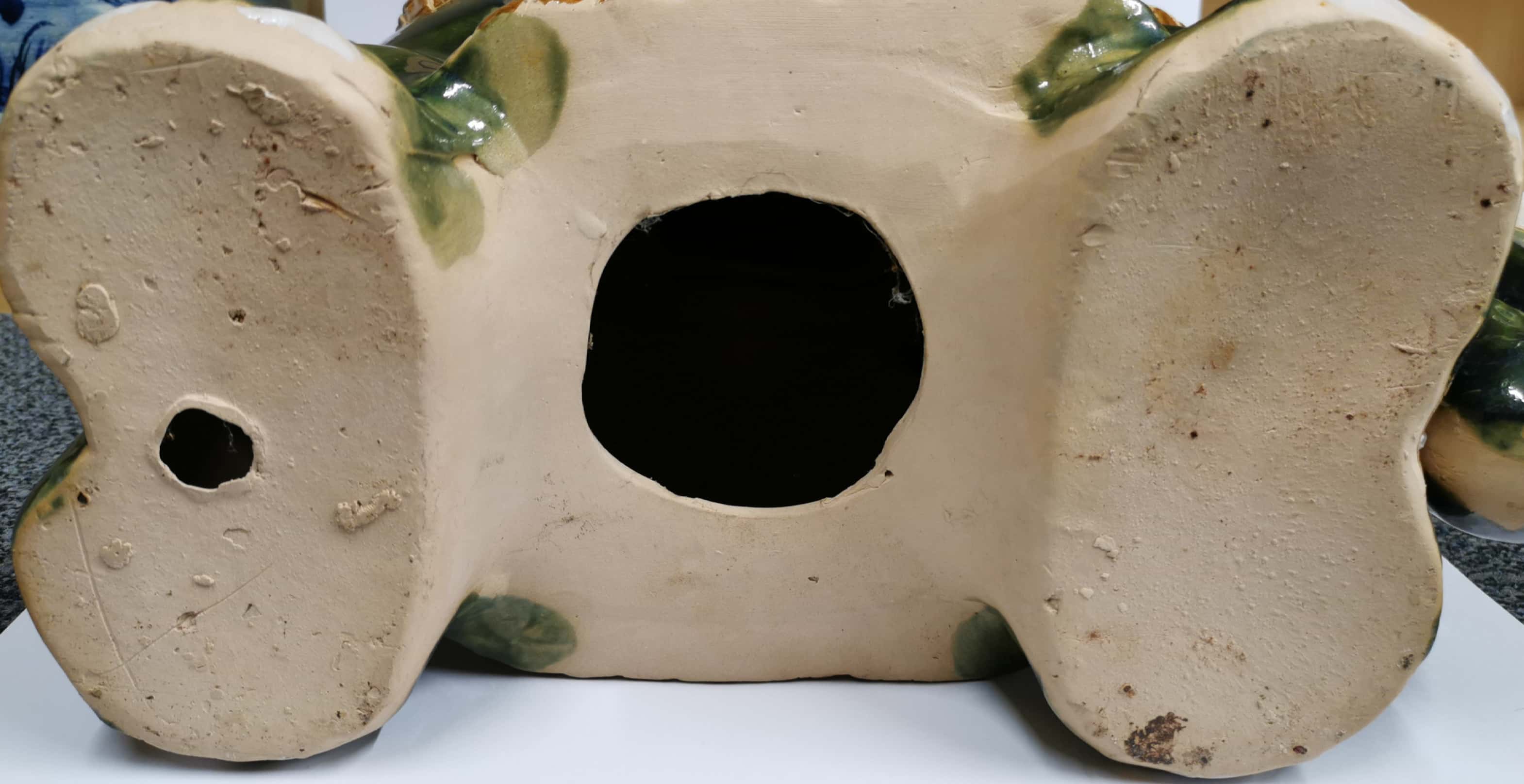 An oriental hand painted ceramic elephant garden stool, H. 38cm. - Image 2 of 2