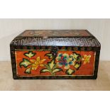 A Tibetan hand painted wooden scripture box, 30cm x 15cm x 15cm.