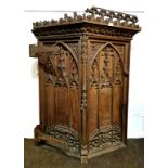 An 17th / 18th C carved church pulpit door with original iron hinges, H. 120cm x 86cm.