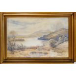 A gilt framed early 20th C. lakeland watercolour with indistinct signature dated '1917', framed size
