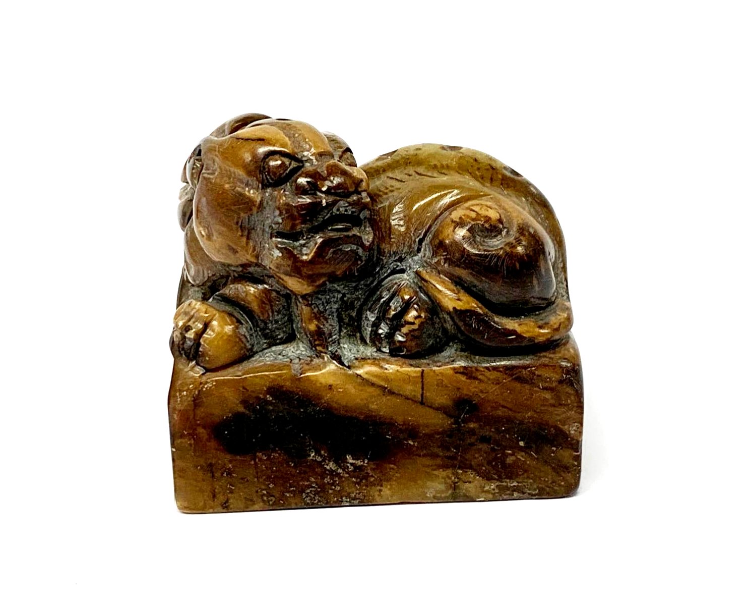 A mid 20th Century Chinese carved soapstone scholar's seal, 5.2 x 3.5 x 5cm.