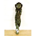 A Chinese carved hardstone Ruyi scepter in lotus form, L 33cm.