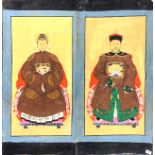 A pair of large Chinese ancestor paintings on canvas, 101 x 51cm.
