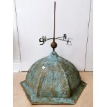 A copperized fibre glass and iron canopy weather vane, W. 64cm, H.90cm.