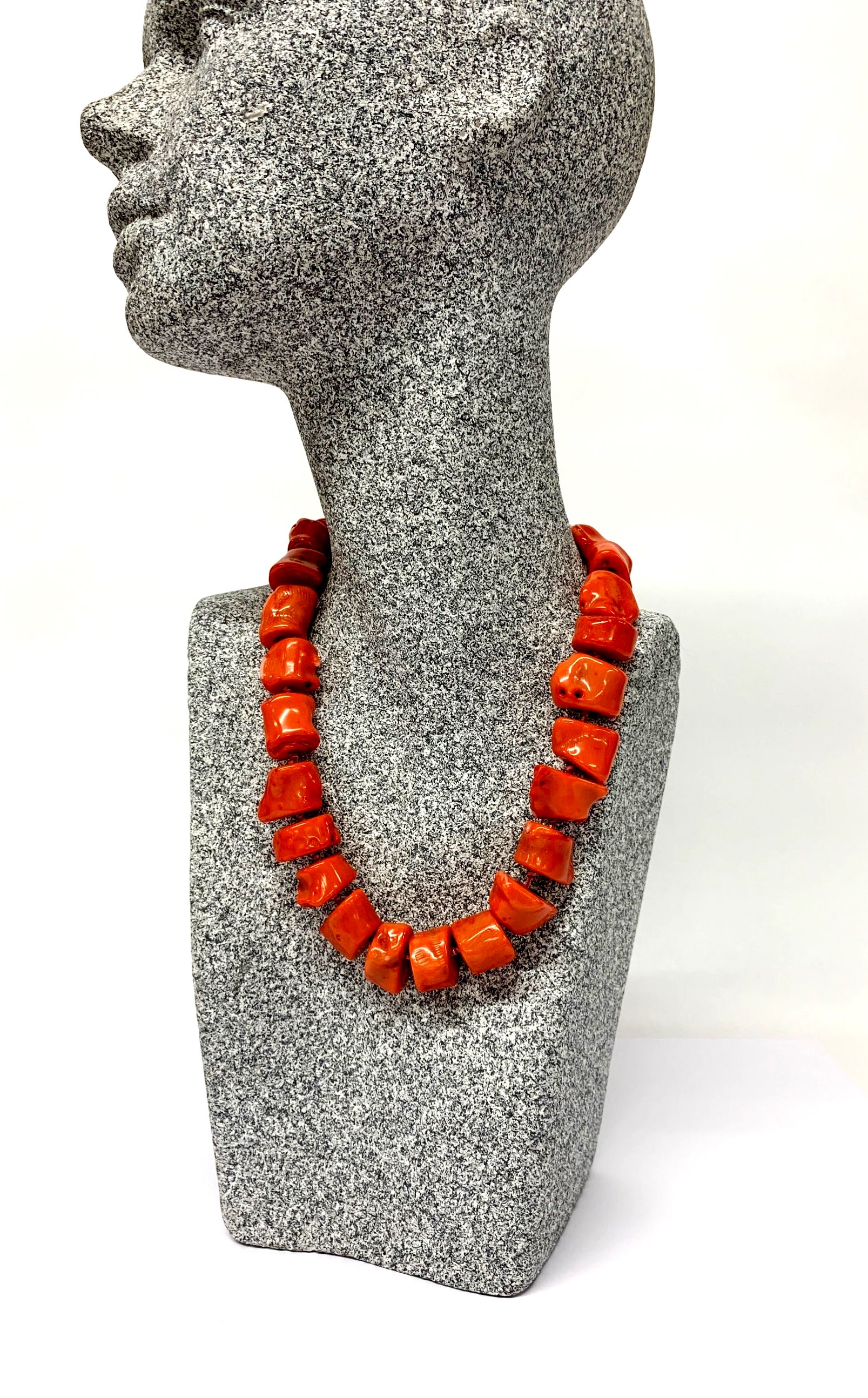 A large bead coral necklace, approximate bead size 1.5 - 2cm necklace L. 48cm.