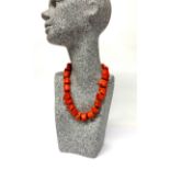 A large bead coral necklace, approximate bead size 1.5 - 2cm necklace L. 48cm.