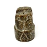 An unusual Chinese archaic form jade seal or amulet, H. 5.3cm Dia. 3.5cm.