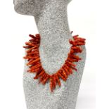 An unusual branch coral necklace, approximate coral L. 4 - 4.5cm, necklace L. 44cm.