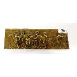 A 19th Century French bronze panel decorated with Putti, 27.5 x 9cm.