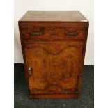 An Art Deco walnut veneered bedside cabinet, 46cm x 73cm.