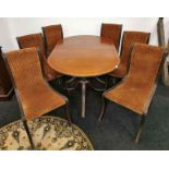 A reproduction mahogany twin pedestal Regency style dining table, L. 161cm x 97cm, together with a