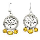 A pair of 925 silver drop earrings set with oval cut citrines, L. 3.7cm.