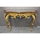 A impressive gilt resin and mirror top reproduction console table, W. 137 x 47 x 83cm.