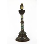 An oriental cloisonne enamelled bronze table lamp base, c. 1920, H. 39cm.